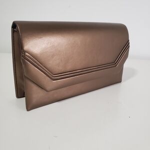 Vintage Leather Metallic Brown Clutch Sholder Bag